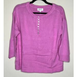 NWT Candace Cameron Bure Soft Boatneck Half Placket Sweater Plum Berry SIZE S